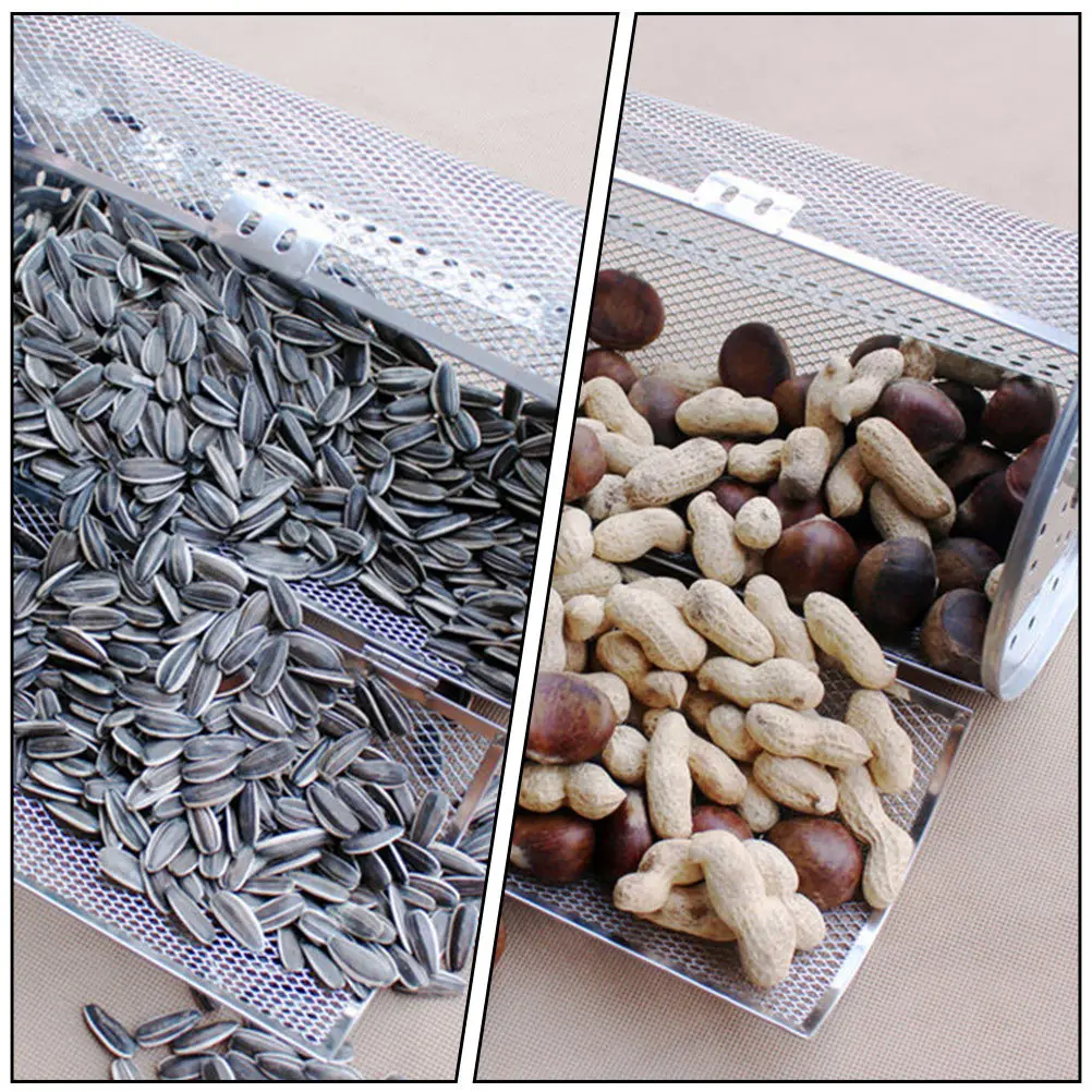 

Stainless Steel Rotating Grilling Cage Durable Rust-Resistant Kitchen Roaster Basket Baking Tool for Nuts Bbq Rolling Grill