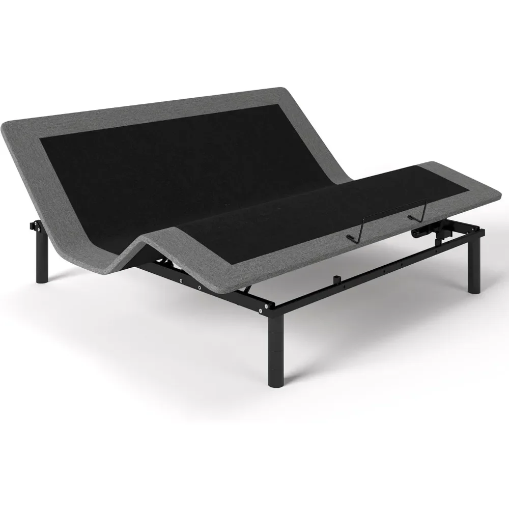 

King Size Adjustable Bed Frame with Adjustable Legs, Electric Bed Base, Independent Head and Foot Incline, Fabric Covered