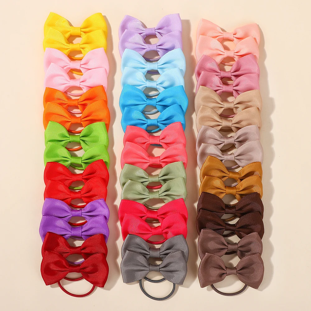 

40 шт. резинок для волос с бантиками разных цветов для девочек, ручной работы, 2,75 дюйма, однотонные, аксессуары для волос для детей