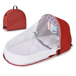 Nid de Voyage Portable et Multifonction pour Bébé, Lit avec Moustiquaire, Couffin Pliable pour Nourrisson, Couffin de Sommeil pour Enfant