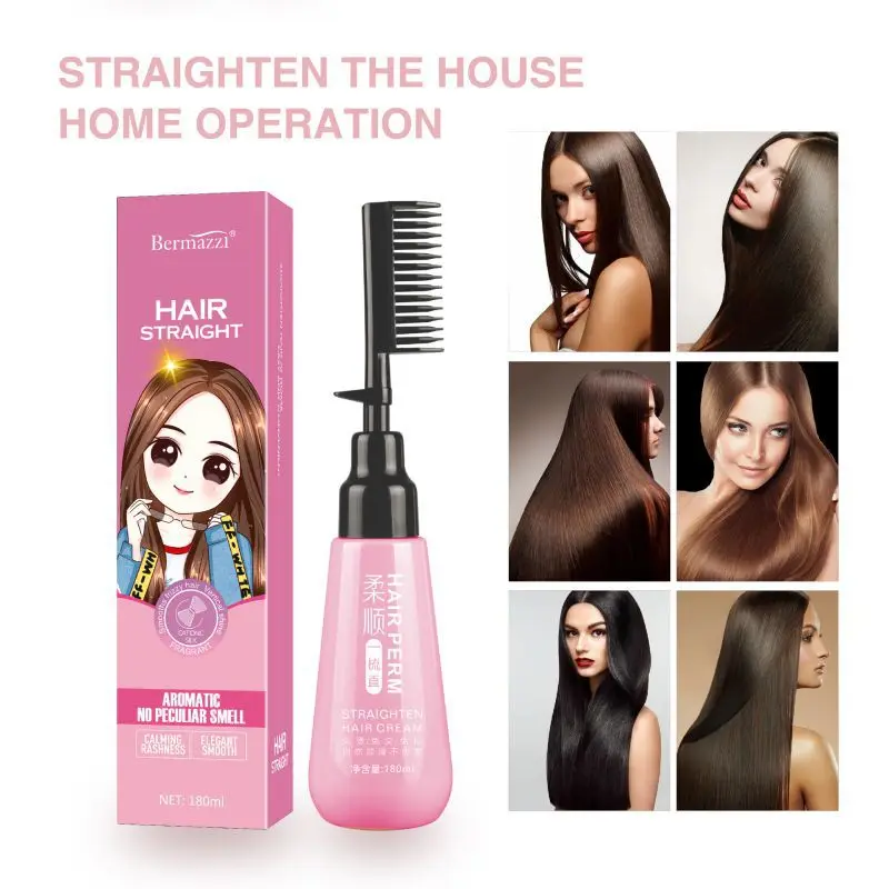 

Sdotter 180ml Hair Straightening Cream Comb Fast Smoothing Keratin Treatment Aromatic No Peculiar Smell Easy Press Care Beauty H