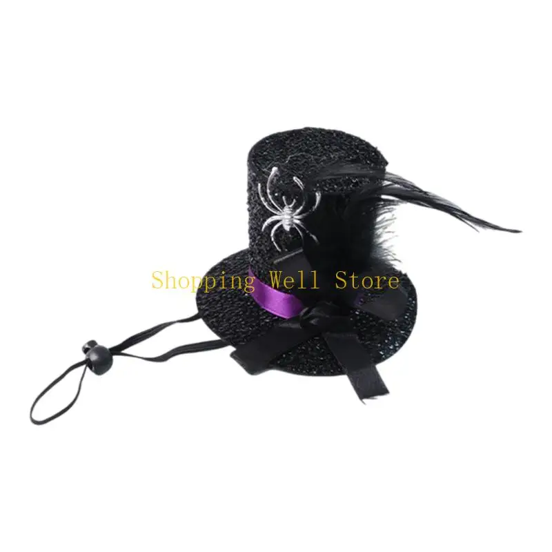 KX4B Pet Halloween Spiders Costume Hat Soft Polyesters Make Up Hat Regulable Belt