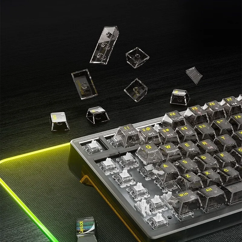 Imagem -06 - Teclado Mecânico Transparente Aula F98 sem Fio Terceiro Exame Simulado Jogo de Esportes Eletrônicos Rgb 99 Chave de Plugue Quente Jogo Personalizado