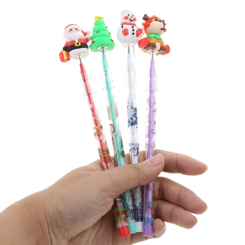 56Pcs Halloween Pencils Halloween Multi Point Stackable Push Pencil Assortment with Cute Pencil Cap for Halloween Party