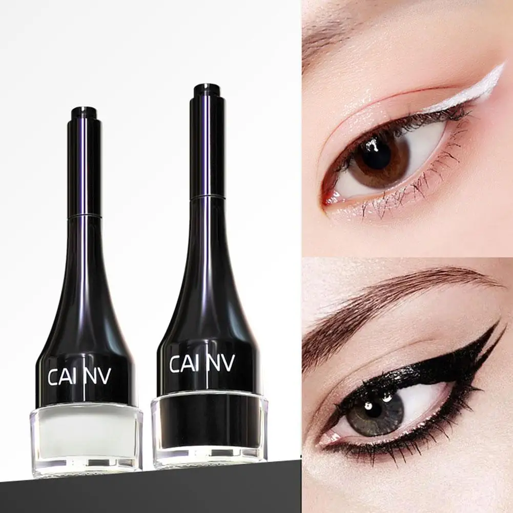 Eyeliner Cream Quick Dry Lasting Eye Liner Cream With Eye Brush Cosmetics Eyes Makeup Waterproof Anti-sweat T3X7