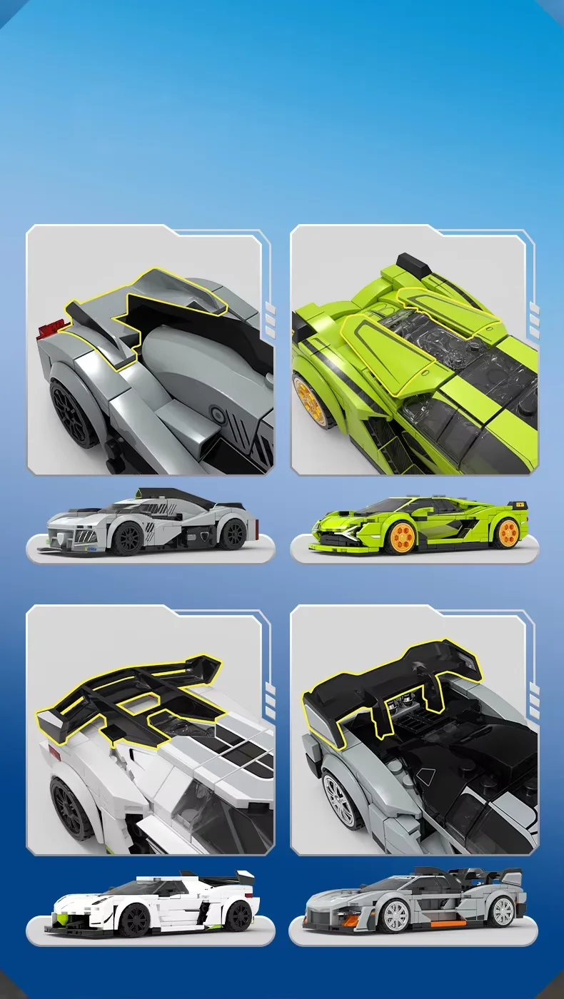 SEMBO BLOCK Berühmte Autoserie Sportwagen-Bausatz Bausteine MOC Rennwagen-Modell Bausteine Supersportwagen-Spielzeug Geburtstagsgeschenke – Detail 6