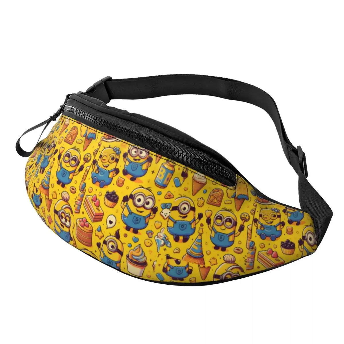 

Custom Cute M-Minions Cartoon Fanny Pack Men Women Cool Crossbody Waist Bag for Running Phone Money Pouch