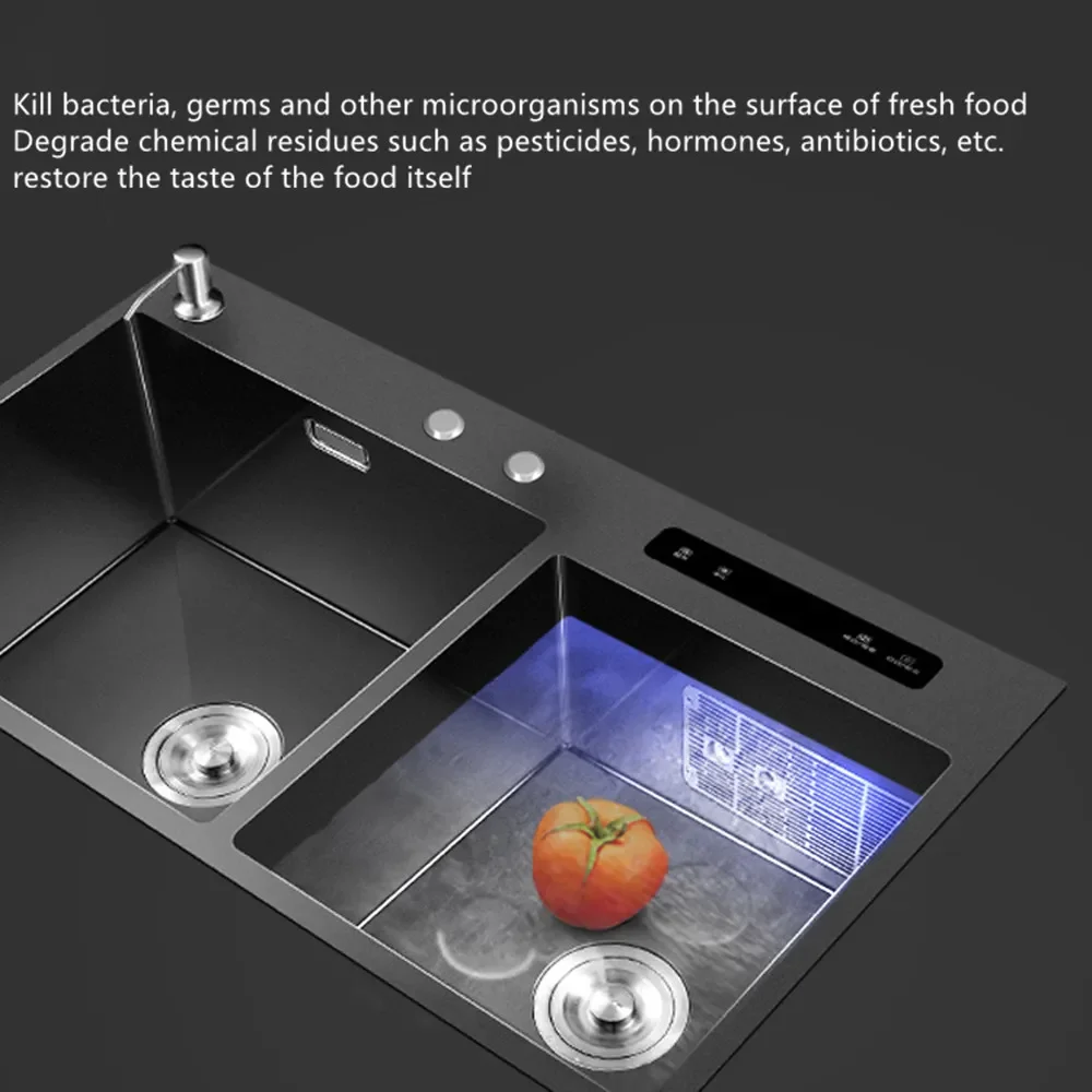 Imagem -04 - Ultra-sônico Smart Sink Mesa Multifuncional Board Kitchen Wash Basin Lavadora de Frutas e Legumes Aço Inoxidável