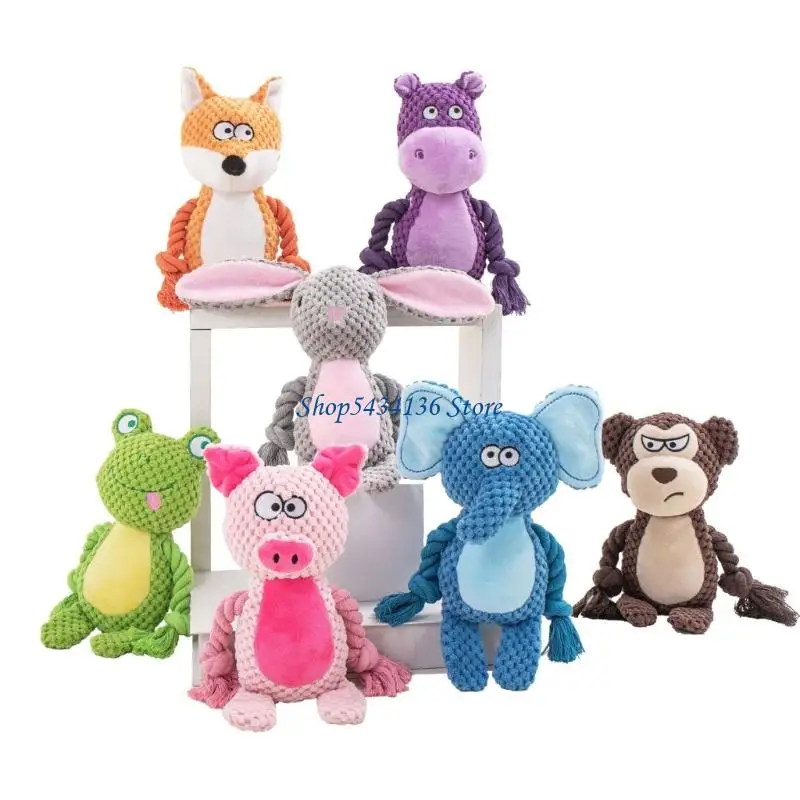 H7ED Dog Teeth Cleaning Toy Squeaky Plush Cotton Rope For Enhances Durability And Fun Interactively Game