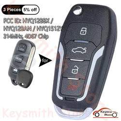 KEYECU 4 pulsanti 314MHz 4 d67 Chip per Toyota 4runner 2003-2009 Sequoia 2003-2008 aggiornato Flip Remote Key Fob HYQ12BBX HYQ12BAN