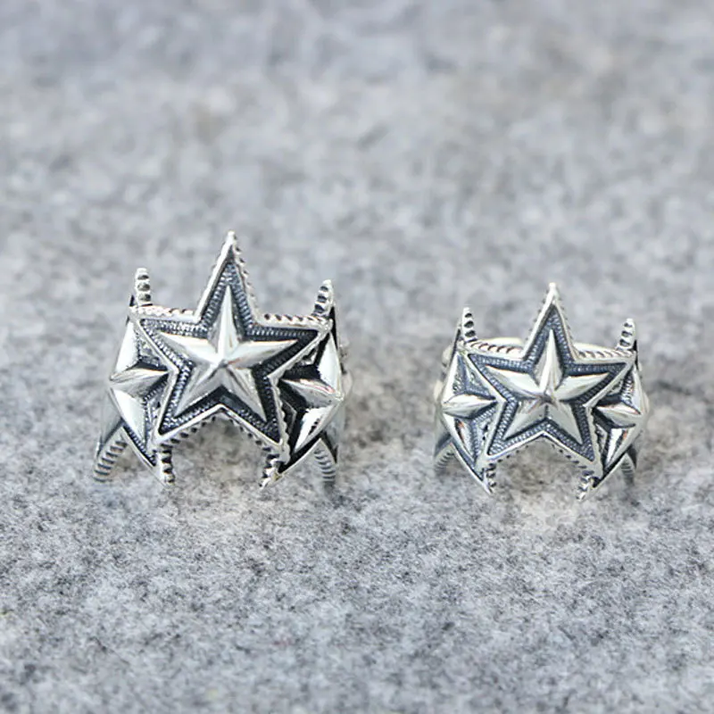 

Factory direct sales cody sterling silver Pentagram ring male personality trend accessories female opening star ring