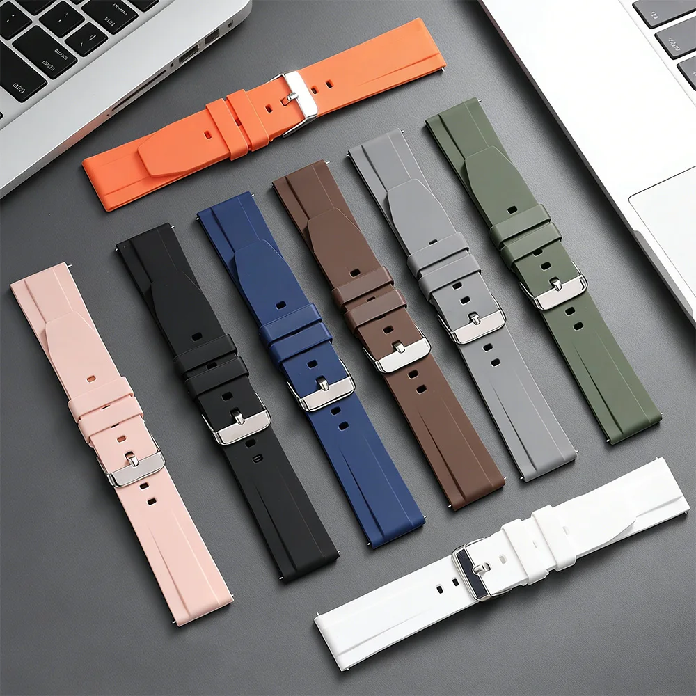 

Премиальный текстурированный силиконовый ремешок для часов с быстрым креплением, резиновый ремешок для часов 20 мм 22 мм, водонепроницаемый универсальный браслет для мужчин и женщин