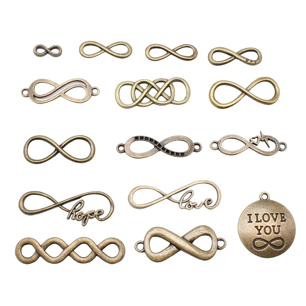 10pcs Infinity Connector Charms For Bracelet Making Vintage Antique Bronze Color