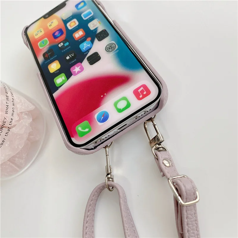 Luxury Crossbody lanyard card holder wallet leather case for iPhone 16 13 16pro 12 15 pro max 11 14 14pro 15pro Mini phone bag