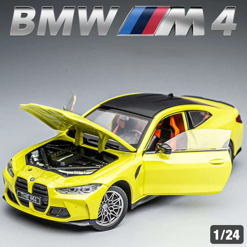 1:23 BMW M4 G82 THE M4 Supercar Alloy Diecasts & Toy Vehicles Metal Toy Car Model Sound and light Collection Kids Toy