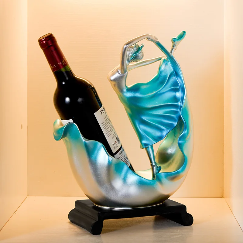 Nordic Style Ballet Girl Sculpture Red Wine Rack Wine Glas Holder Home Decor Fashion Office Wine Cabinet Desktop Decoration Gift