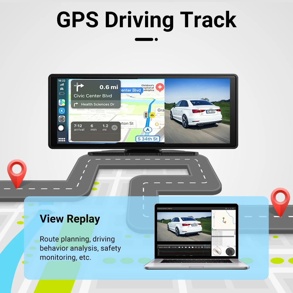 XUDA Universal Tragbare Multimedia Bildschirm Carplay Display Drahtlose Carplay Android Auto Touchscree Rückfahr Kamera Für Auto