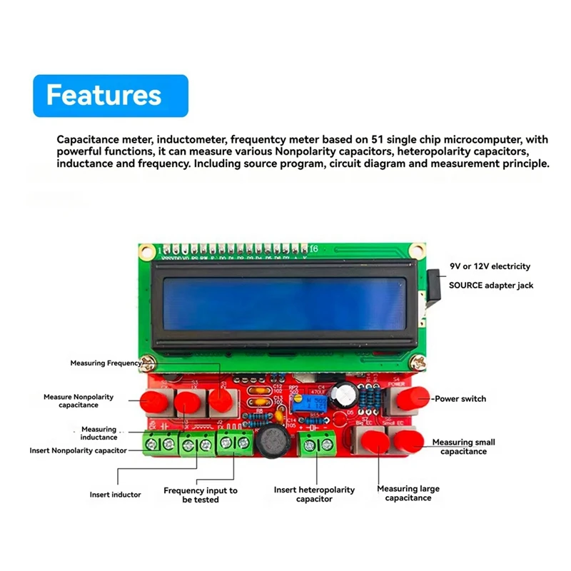 51 Single-Chip Microcomputer Inductance And Capacitance Frequency Meter DIY Electronic Kit For Welding Practice