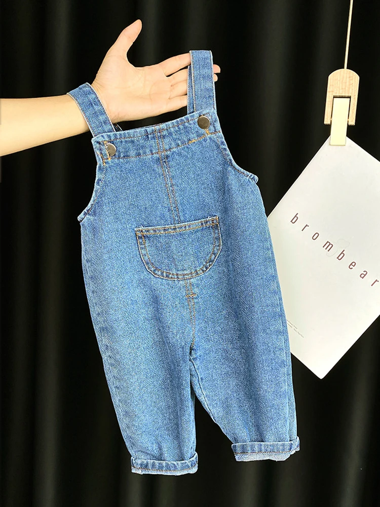 Baby Boy Solid Denim Overalls Child Jean Bib Pants Infant Jumpsuit Children\'s Clothing Kids Overalls Autumn Girls Outfits