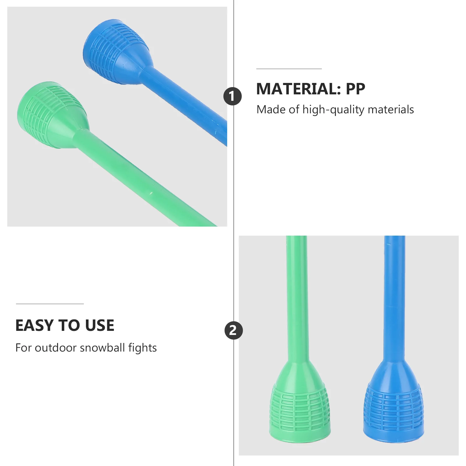 Set di bastoncini per lanciatore in PP durevole da 2 pezzi Maniglia antiscivolo facile da usare per lanciatore invernale all'aperto
