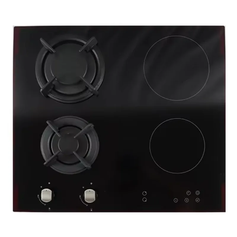 

60Cm built-in gas cooker 4 burner black glass knob touch control gas sensor cooker
