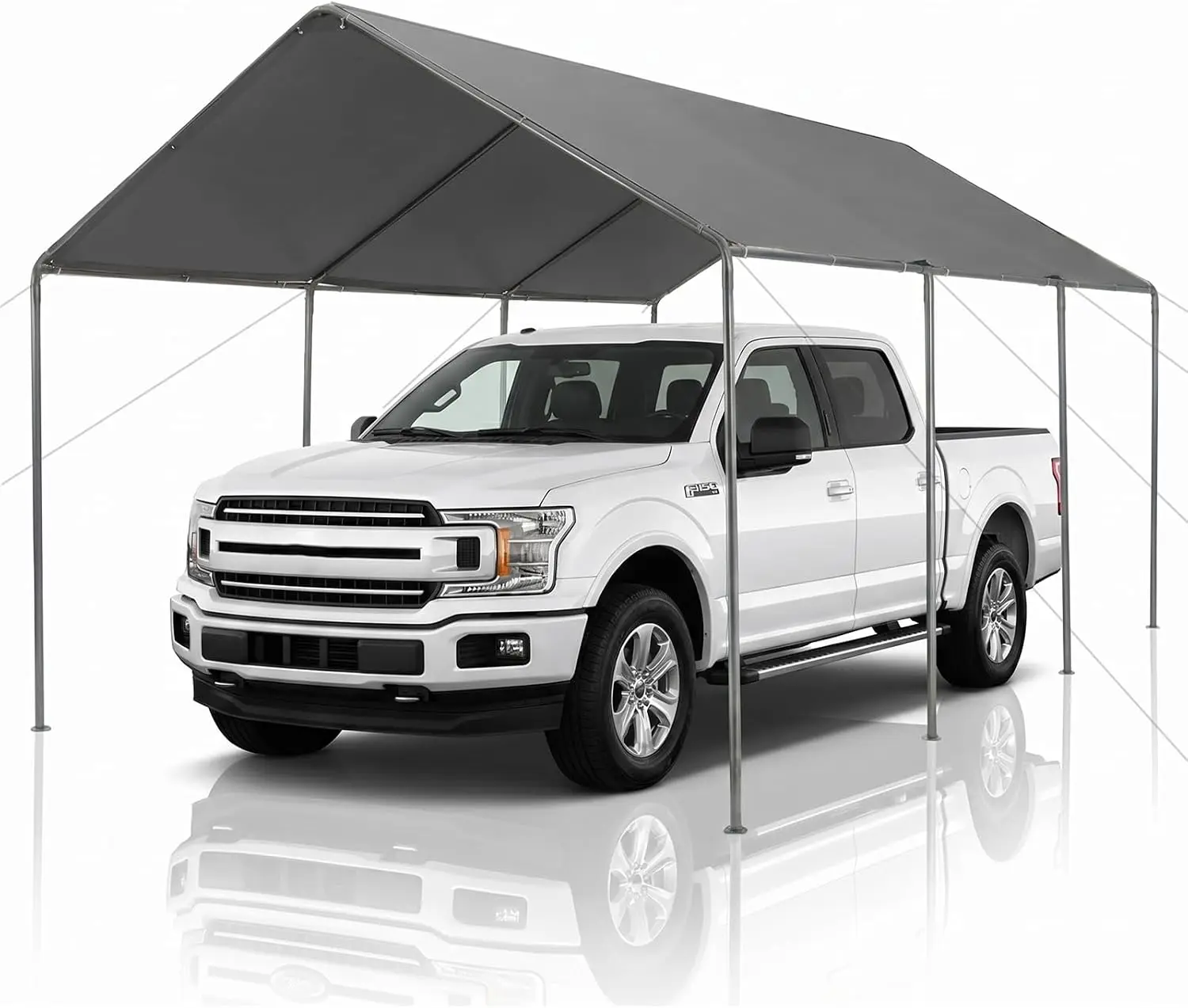 Heavy Duty Galvanized Carport Canopy, Portable Outdoor Garage Shelter, Sturdy Weather Resistant Vehicle Storage Tent, Multipurpose Event Pavilion Cover, Gray