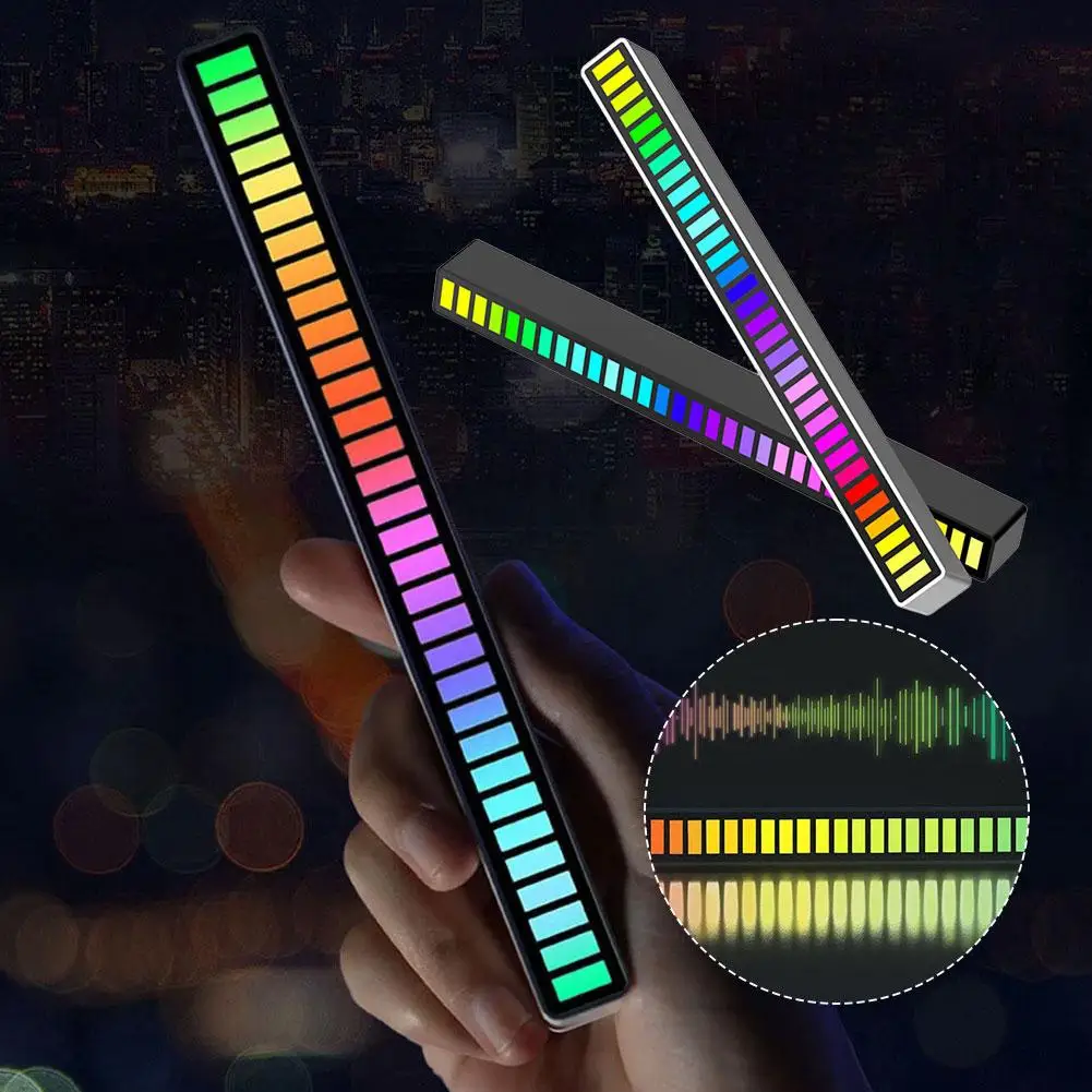 

Новый 1 шт. светодиодный светильник с голосовым управлением, перезаряжаемый магнитный ритм, автомобильный светильник, музыкальная атмосфера E2F3