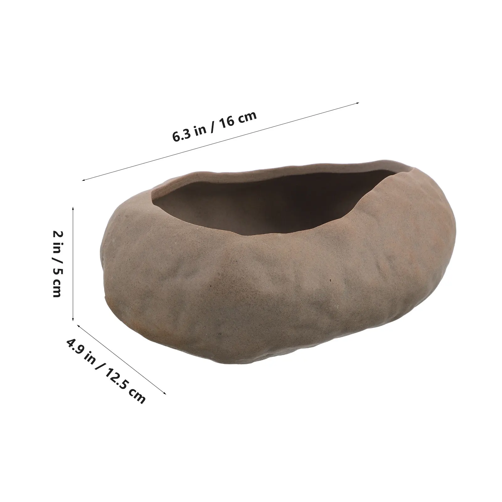 Simulated Stone Ceramic Flowerpot Decorative Rock Shape Planter Desktop Bonsai Container Indoor Succulent Cactus Vase