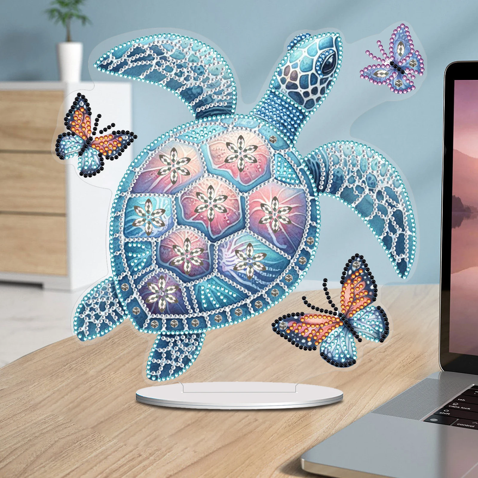 

Sea Turtle Special Shaped Diamond Painting Tabletop Ornaments Kit Animal Desktop Diamond Art Kits for Home Office Desktop Decor