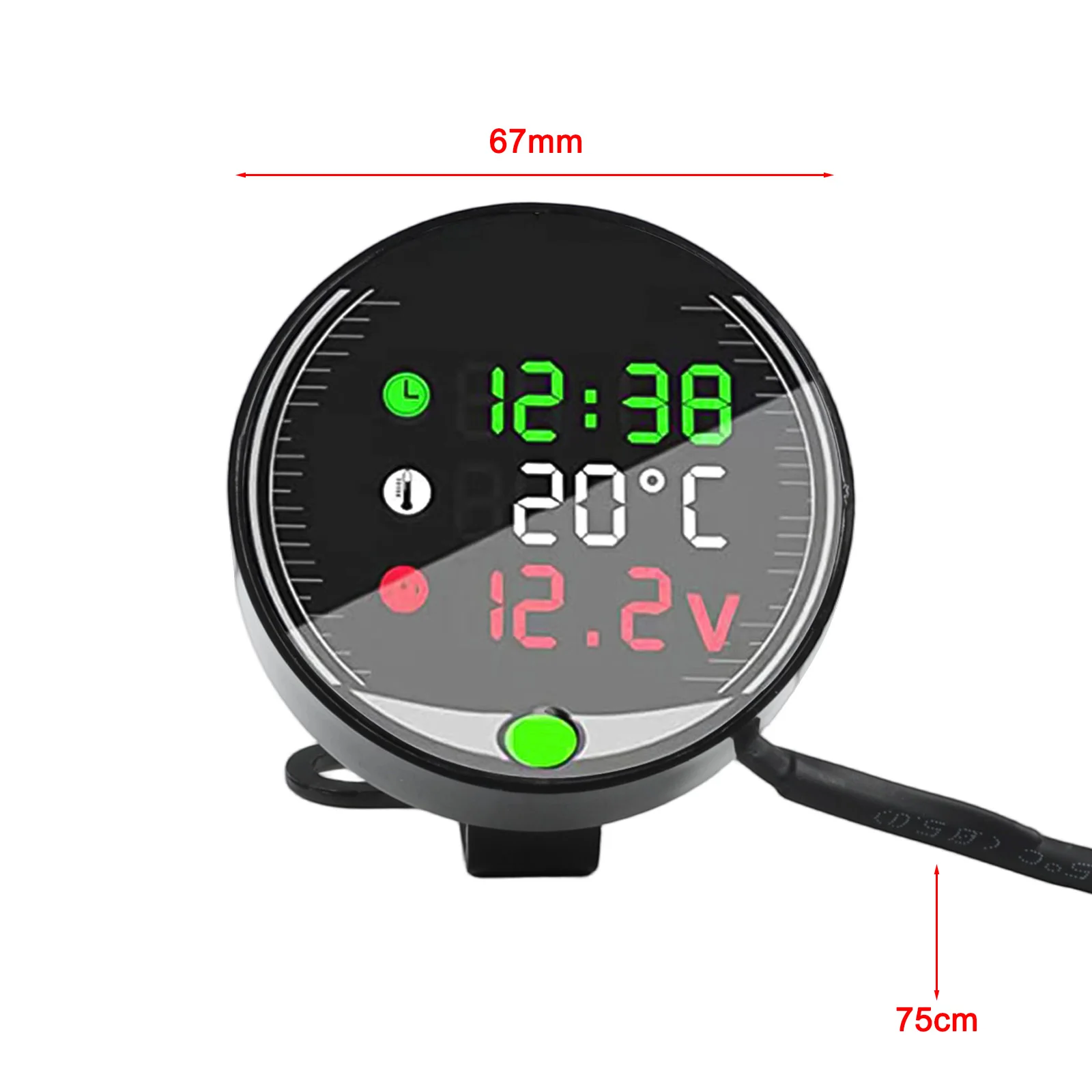 Digital Display Voltmeter Ambient Temperature Meter 9-24V Compatibility Enhanced Riding Experience For Motorcycles