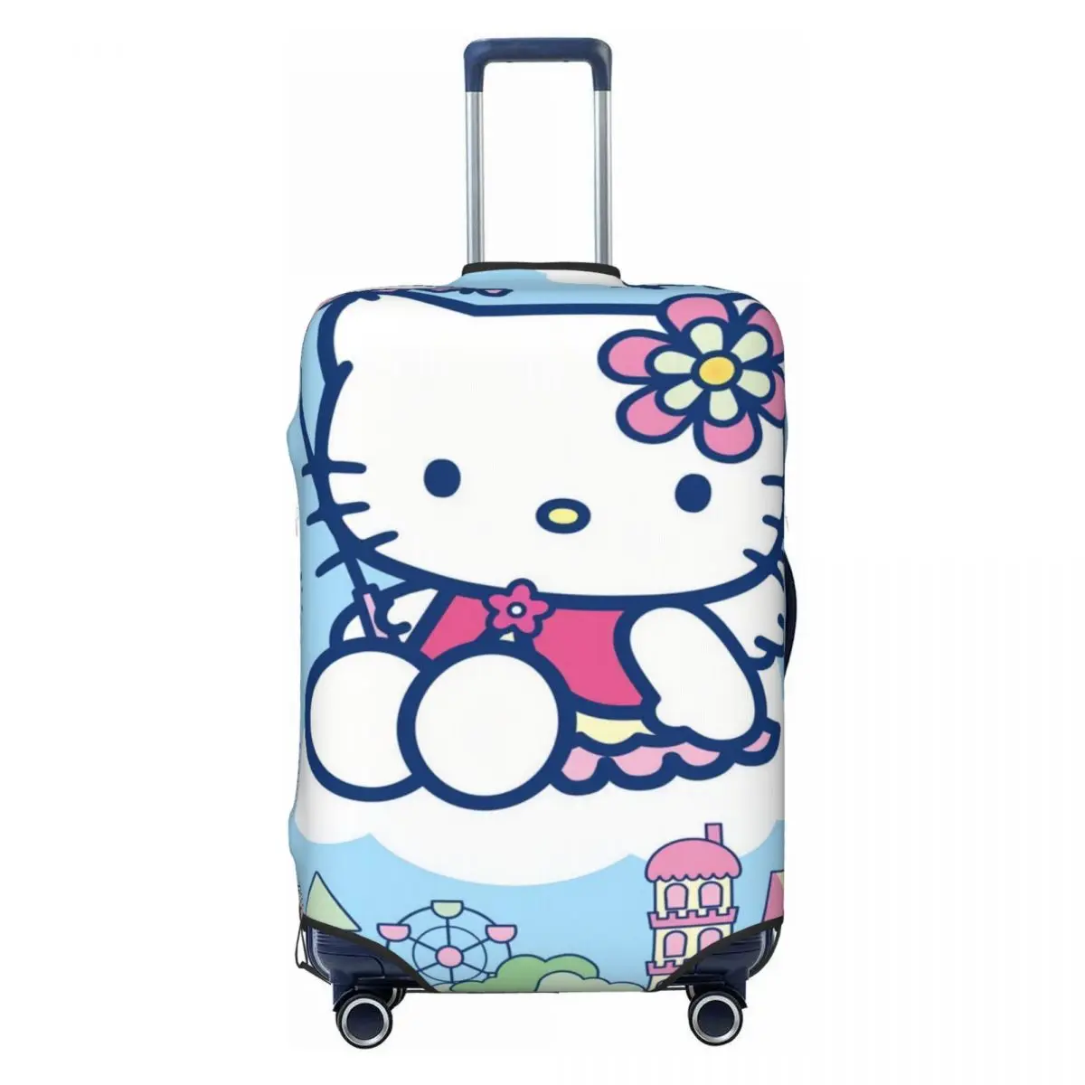 

Custom Cartoon Hello Kitty Cat Luggage Cover Protector Funny Cute Kitten Travel Suitcase Covers for 18-32 Inch