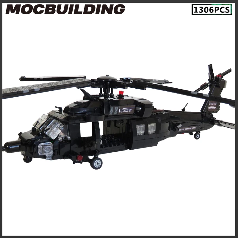 

MOC Building Blocks MH-60L Black Hawk Helicopter Model Army Fighter Gunship DIY Bricks Assemble Toys Christmas Gifts Collection