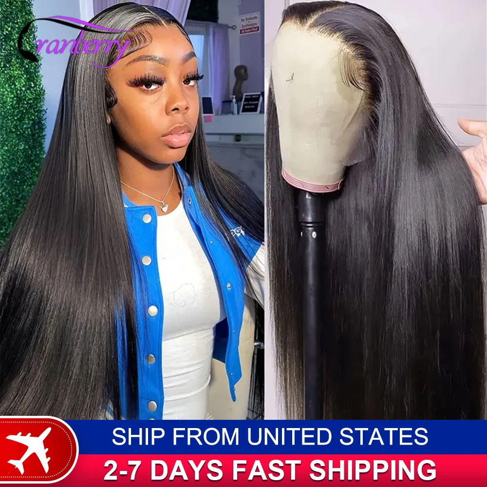 Human Hair Lace Wigs HD Transparent Straight Hair 4x4 Lace Closure Wig 180% Density Cranberry Hair 13x4 Lace Frontal Wig