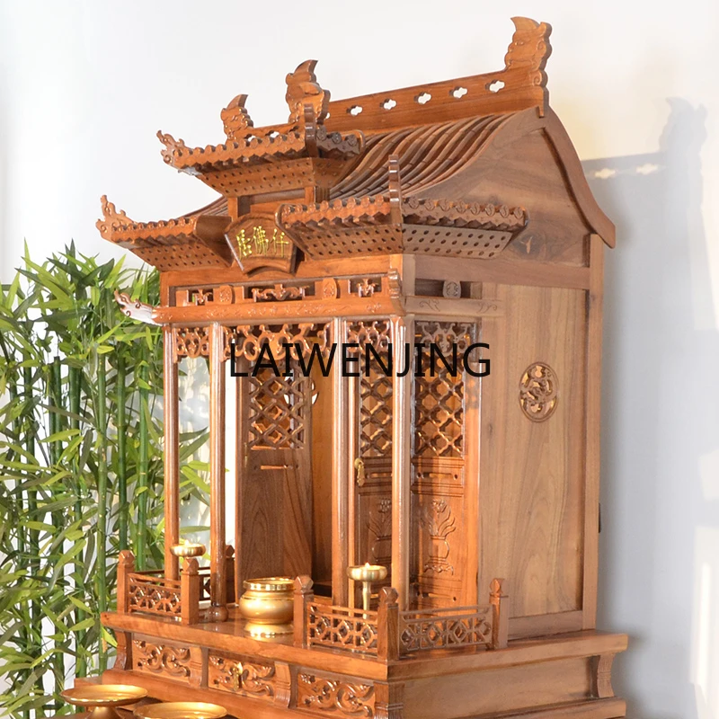 MJY Solid Wood Chinese Household Buddha Cabinet Standing Cabinet God of Wealth Guanyin Supply Taiwan Buddha Table