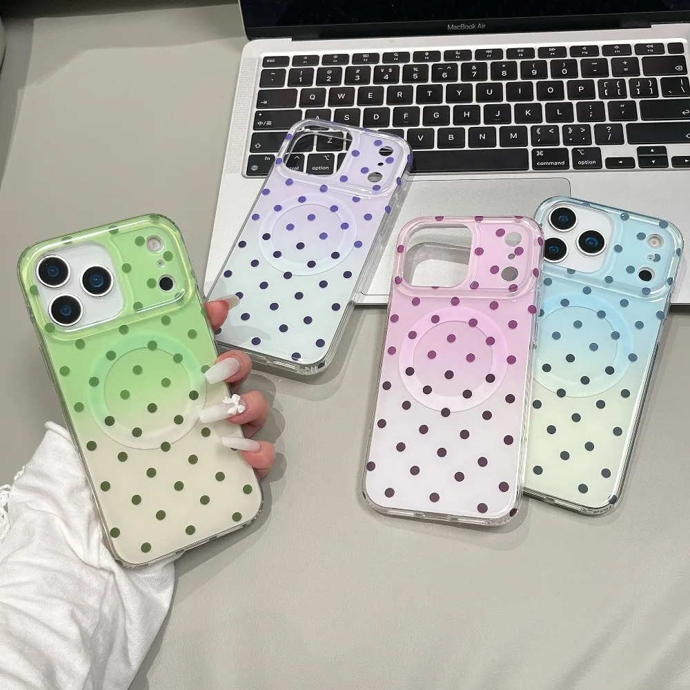 

Fashion Gradient Polka Dots Phone Case for iPhone 17 16 15 14 Pro Max with Protective Cover