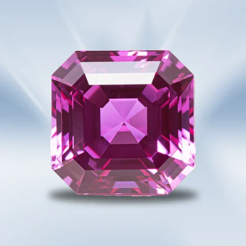 New Lab Grown Sapphire Square Asscher Cut Hot Pink Color VVS1 DIY for Jewelry Making Materials Selectable AGL Certificate