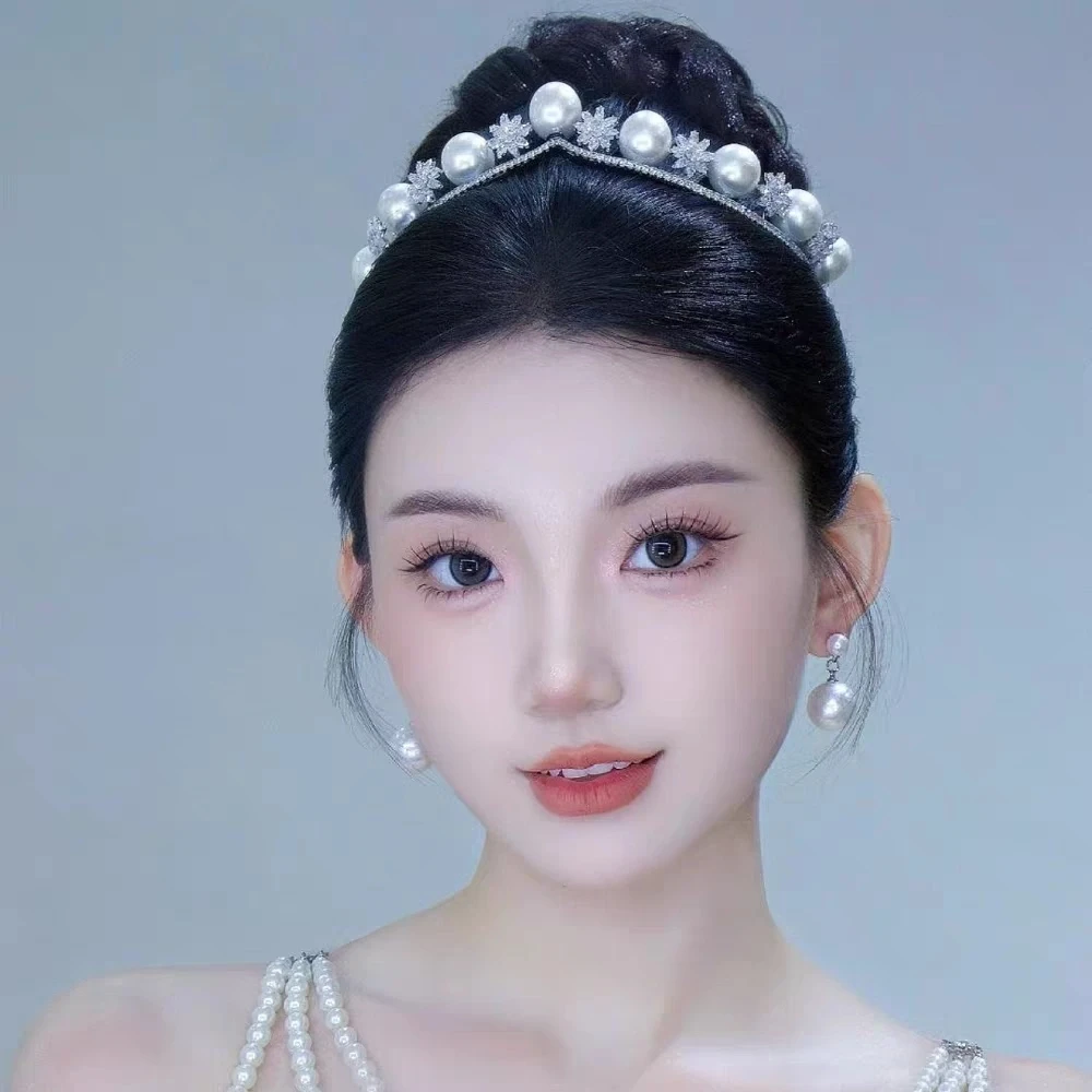 Elegant And Shiny Wedding Princess Hair Crown Super Fairy Bride Accessories White Veil Ceremony Tiara Versatile Makeup Accessory