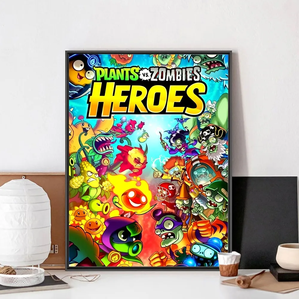 Game P-Plants V-Vs Z-Zombies Poster No Framed Poster Kraft Club Bar Paper Vintage Poster Wall Painting Bedroom Study Stickers