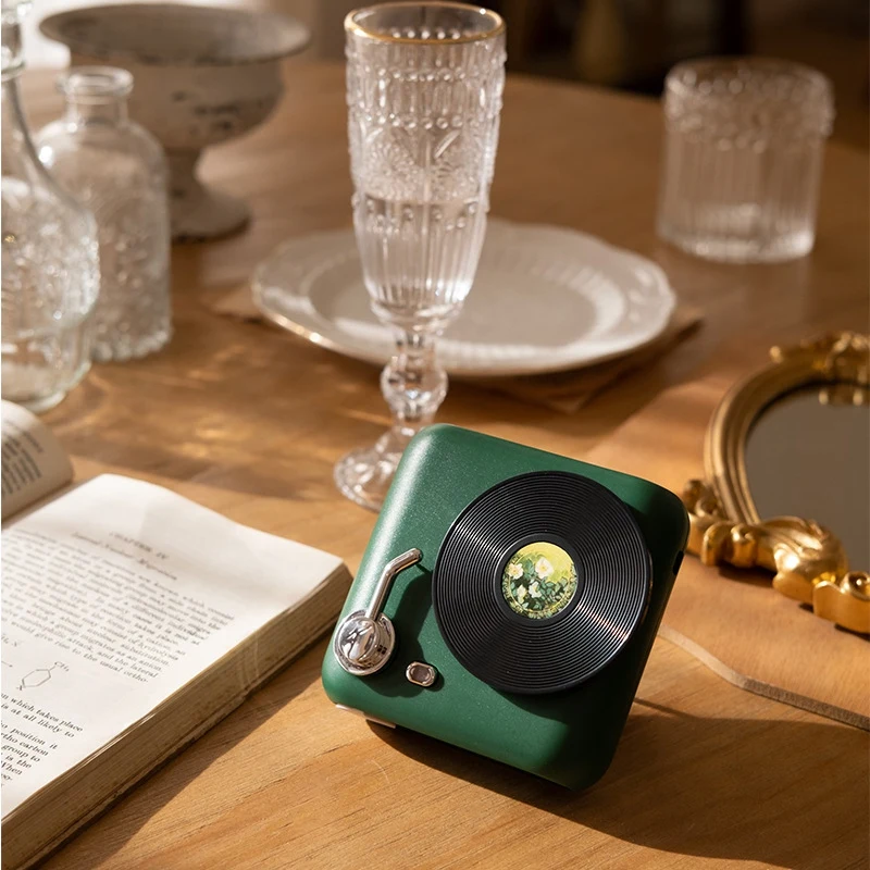 A68M-새로운 크리에이티브 레코드 플레이어 가습기, 목 팬, USB 데스크탑 스프레이 가습기, 게으른 목 팬