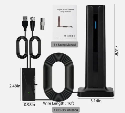 Imagen 2 del producto Antena de TV interior para todas las televisores inteligentes de largo alcance y digital HD con amplificador de señal para canales locales compatible con 4K 1080P