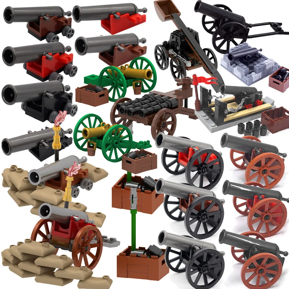 

Medieval Military Cannon Cart Building Blocks Field Unicorn Howitzers Catapult Shells Pirate Ship Carriage Puzzle Toy Gifts A029