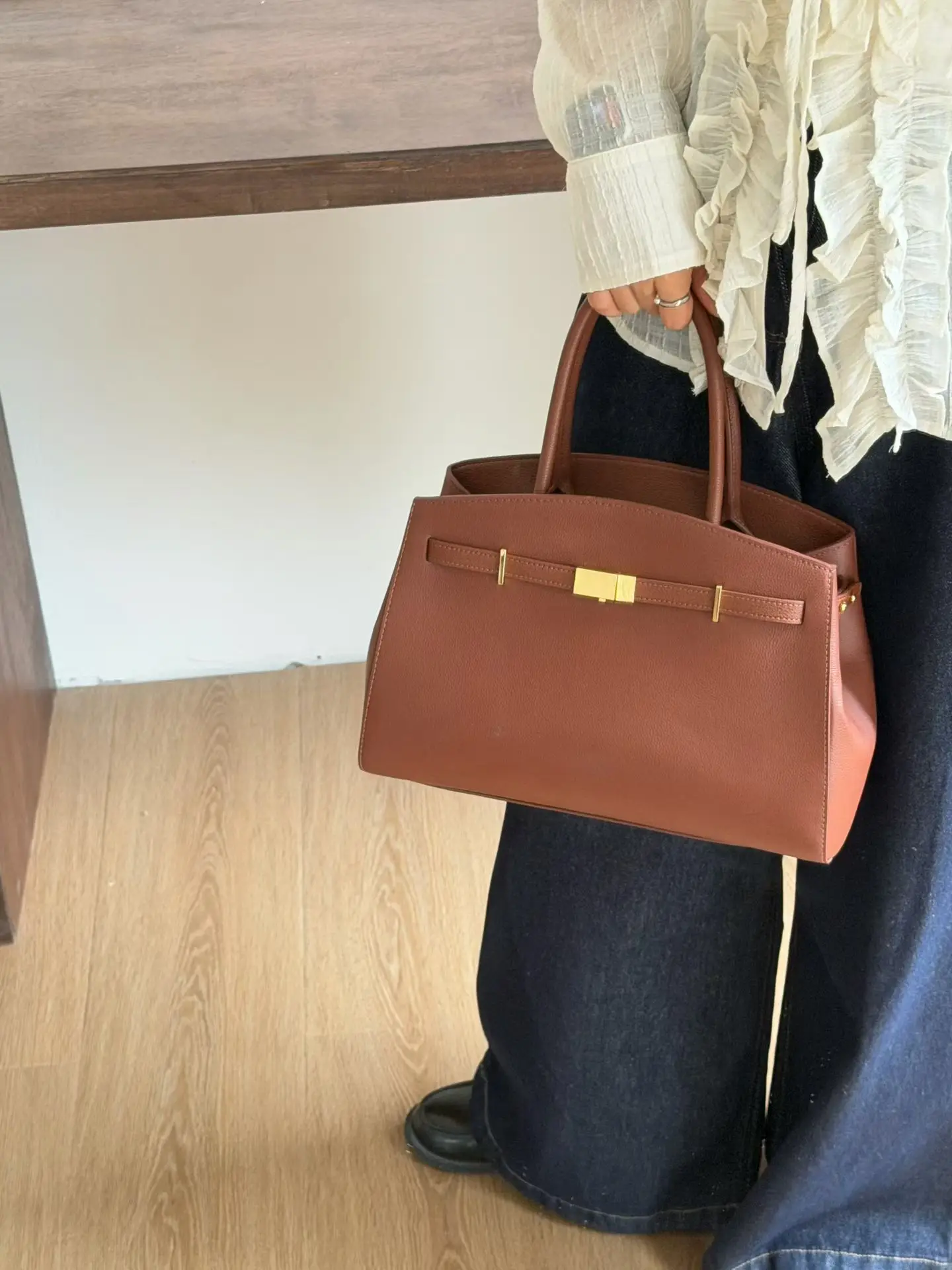 FIRMRANCH Luxury Old Money Style High-End Large Capacity Commuter Handbag Women's Crossbody Bag Premium Genuine Leather Purse