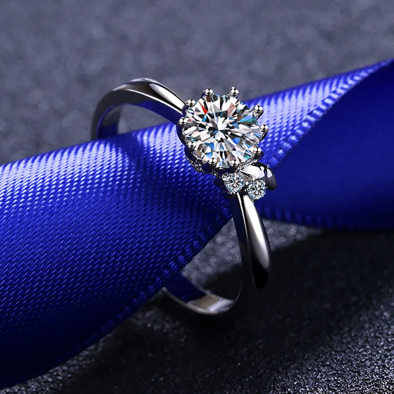 Elegant PT950 Platinum Simple Moissanite Women's Ring, Flower Diamond-studded Ring Suitable for Daily Wear, Valentine's Day Gift