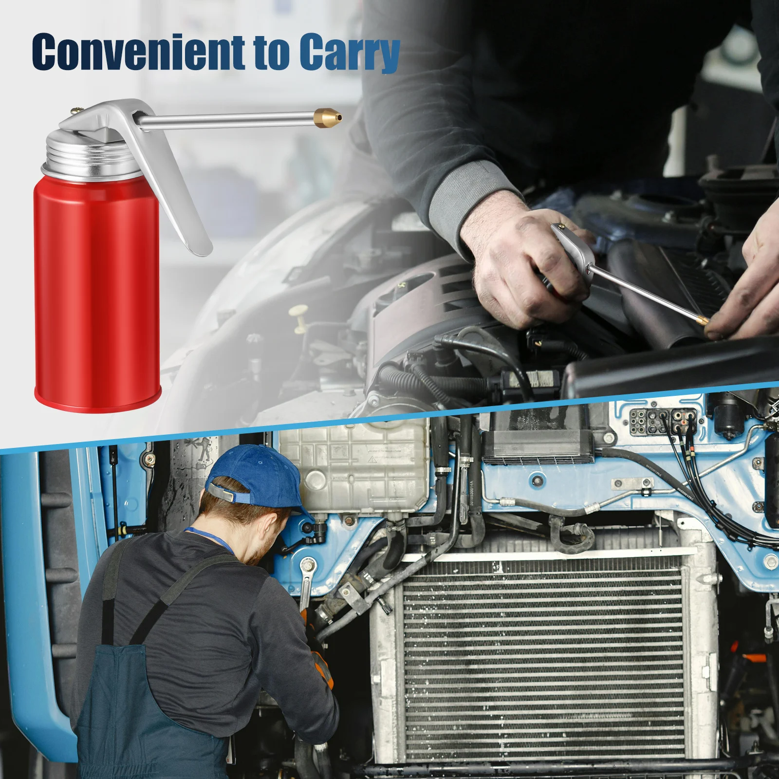 

2 Pcs High Pressure Oiling Can 200g Red Small Lightweight Metal Oil Dispenser Automotive Lubrication Tool Pump Jug