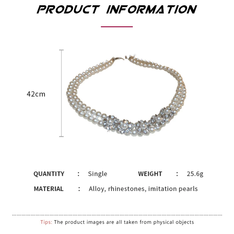 Pearl Flower Double Layered Rhinestone Pendant Necklaces for Women Charms Fashion Elegant Collarbone Chains Light Luxury Jewelry