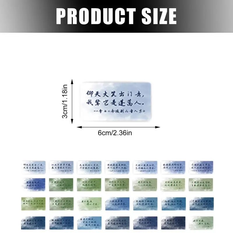 Classical Chinese Stickers 60pcs Calligraphy Stickers With Quote Character Tear-Resistant Stickers With Clear Printing For Phone