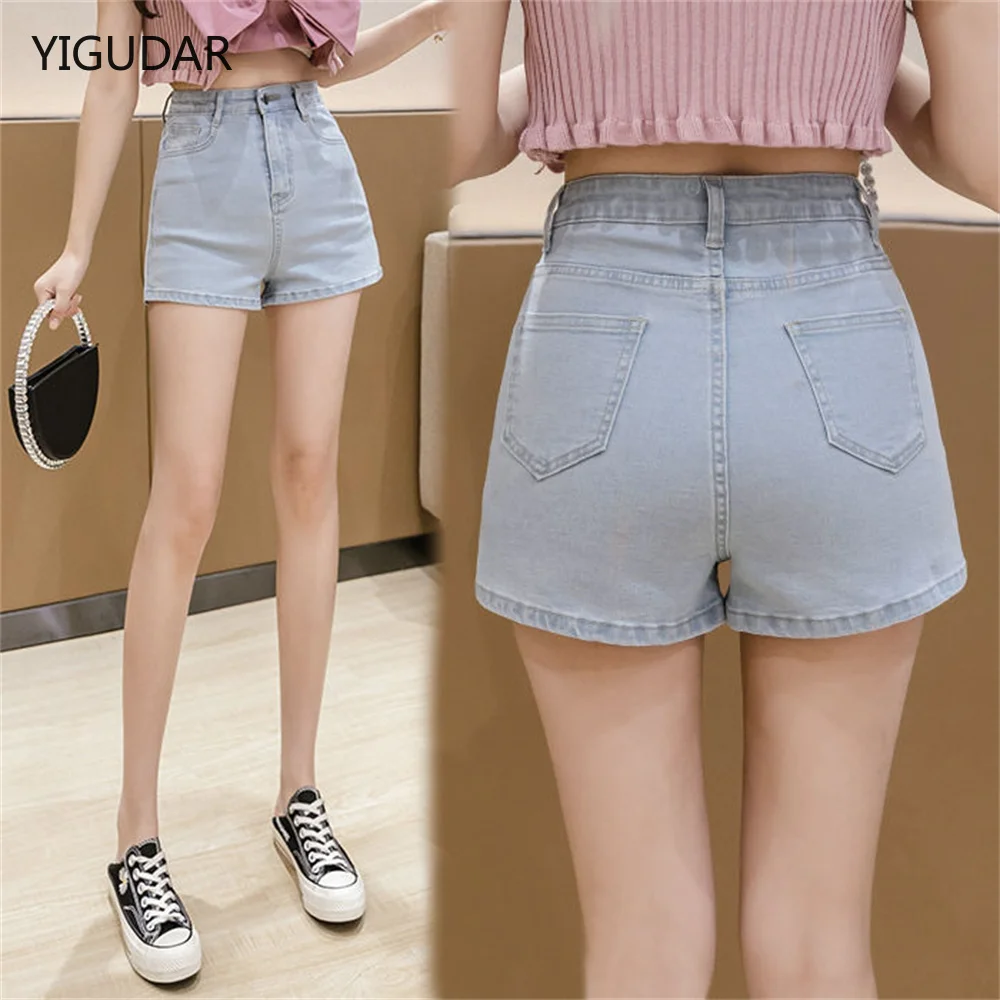 

High Waist Clothing Korean Vintage Hot Summer Wide Leg Fashion Short Pants Women's Elastic Sexy Casual Jean Denim Shorts Female