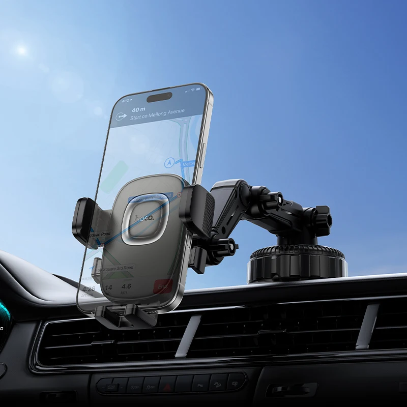 

HOCO Universal Long-Arm Suction Cup Car Holder For iPhone 17 16 15 Pro Max Center Console Handsfree Bracket For Samsung Xiaomi
