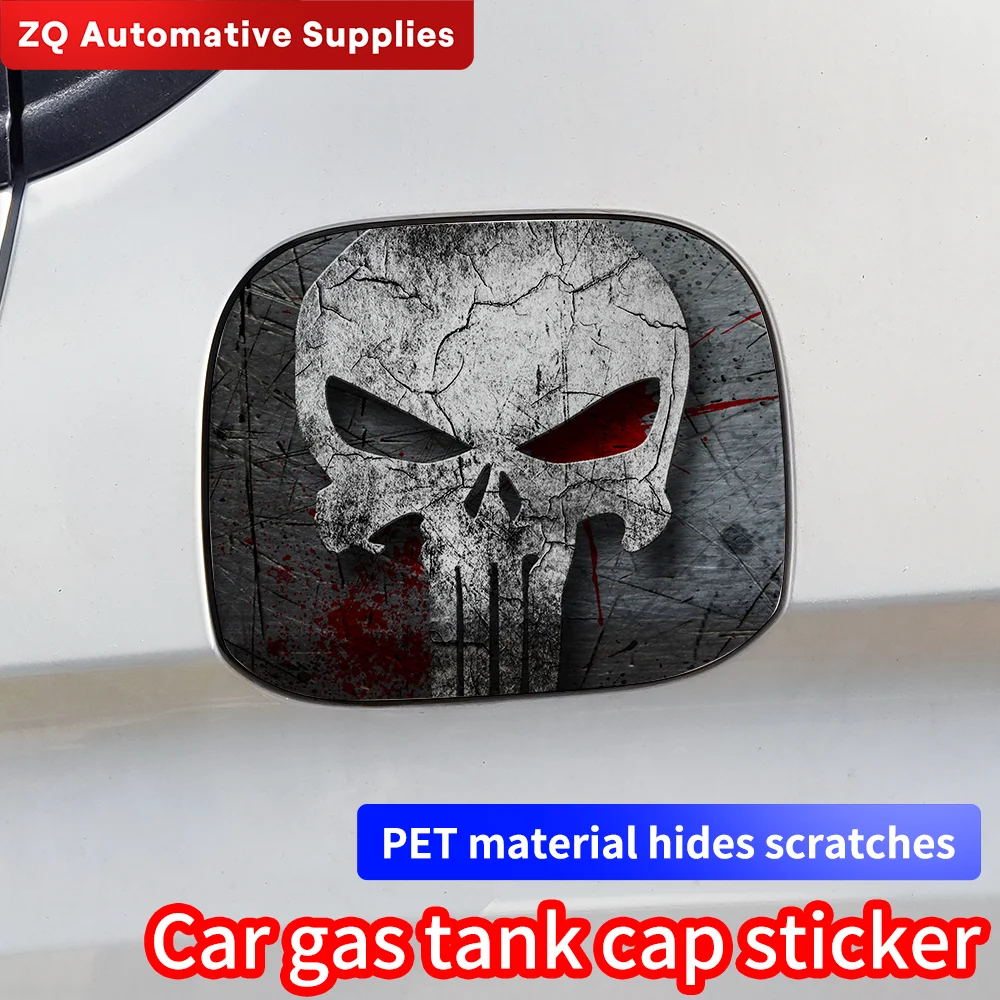 Horror Punisher Skull Car Sticker Refueling Cap Fuel Tank Cap Cover Waterproof Sunscreen Sticker Vinyl Decal Accessories