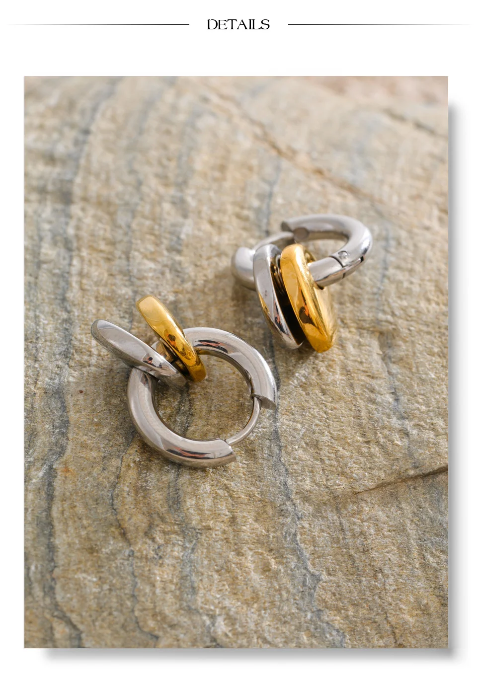 Yhpup Tägliche Doppel-Herz-Tropfen-Creolen aus Edelstahl für Damen, vielseitig, trendig, charmant, wasserdicht, Schmuck, Geschenk 2026 – Detail 6